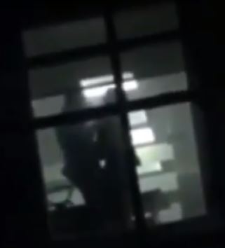 Night staff of popular bank in Unilag caught on camera in preparation to have sex in an office (Video)