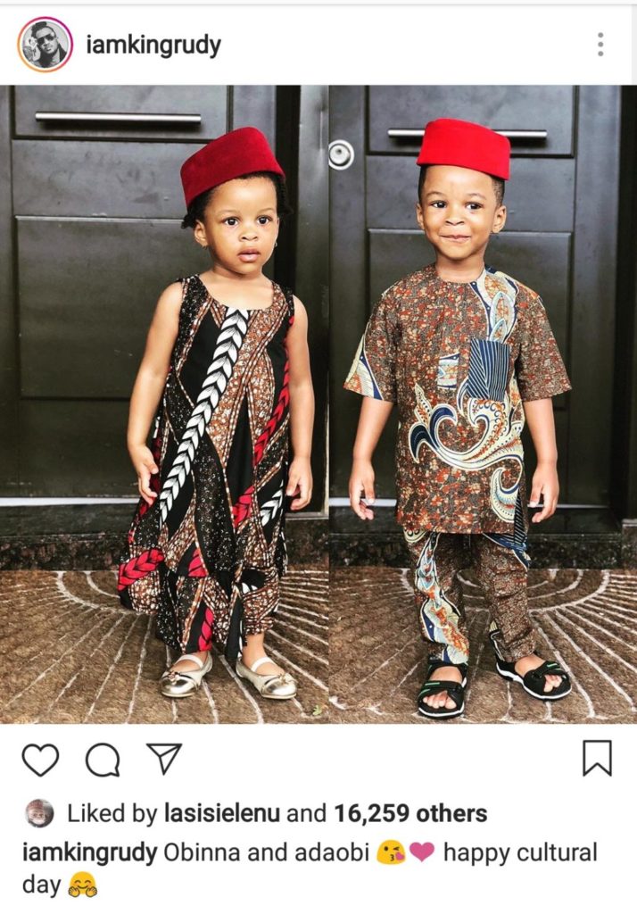 Paul Okoye’s twins, Nadia and Nathan step out in style for cultural day celebration