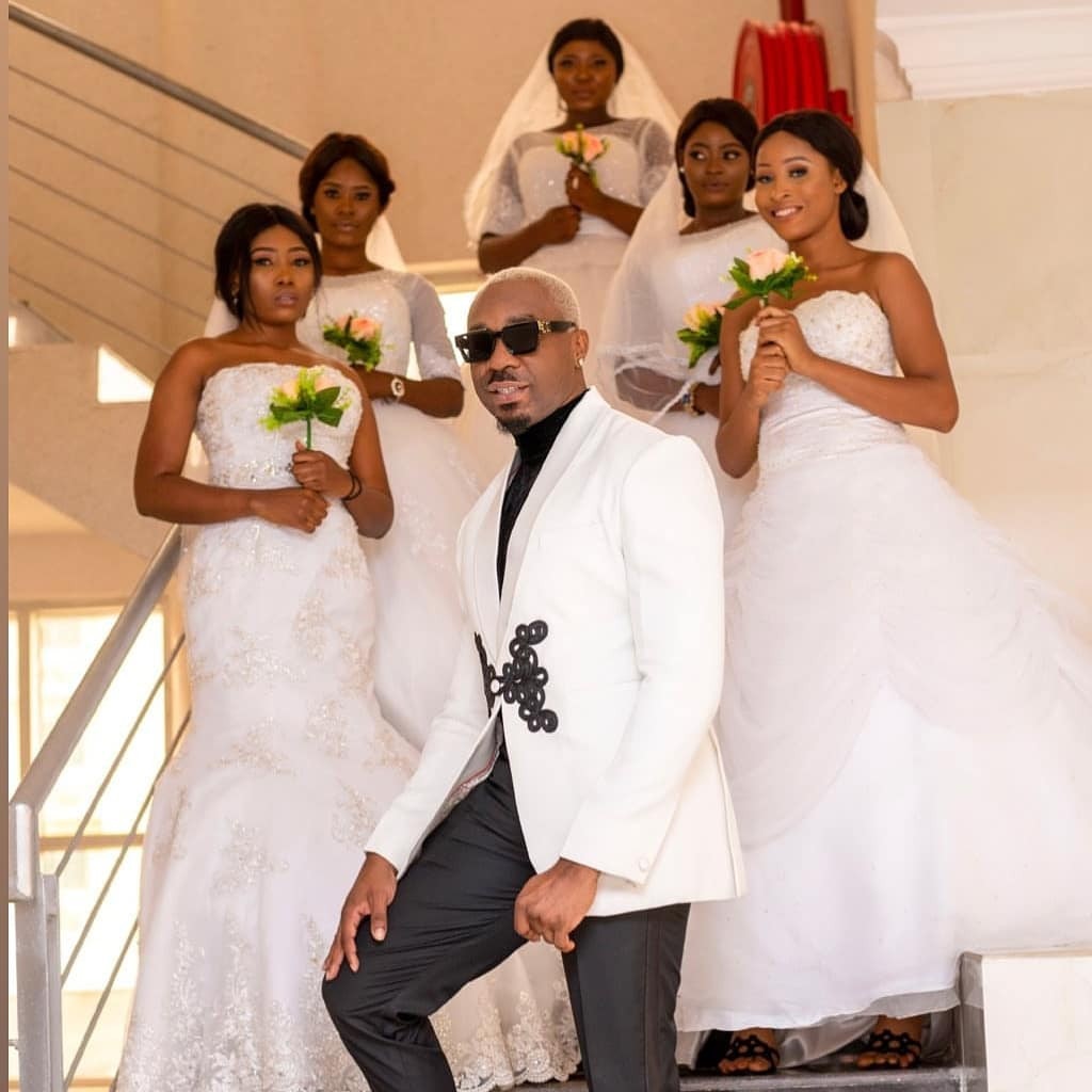 Pretty Mike storms wedding reception with five ladies dressed as brides (video)