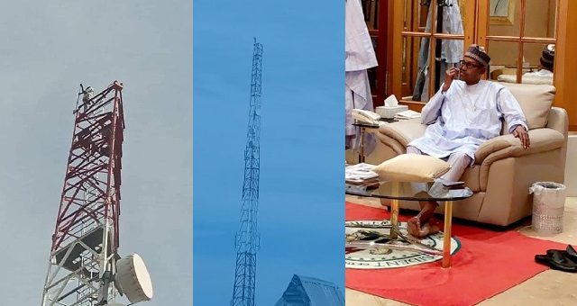 Kebbi man climbs a mast, vows not to come down until President Buhari resigns (photos)