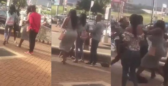 Main chick assaults side chic with wig after catching her with her boyfriend at the mall (Video)