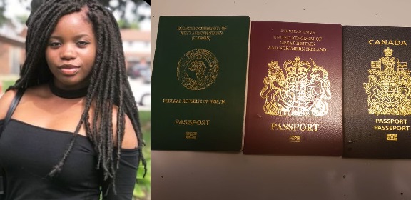 Nigerian Lady celebrates acquiring Canadian & UK passports.