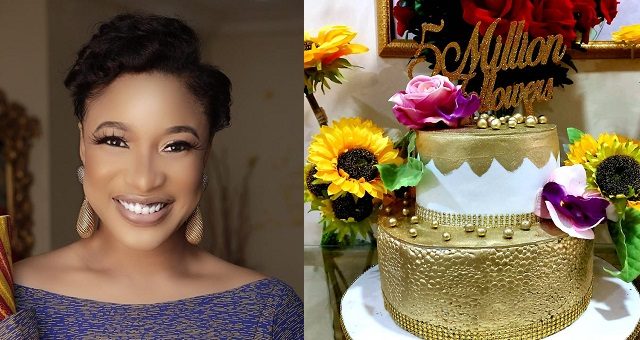 Tonto Dikeh celebrates 5 Million followers on IG with a beautiful cake.