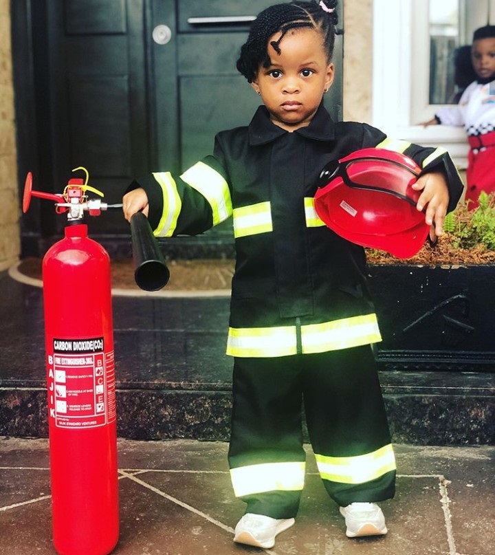 Paul Okoye shares stunning photo of his daughter dressed in a ‘Fire Department’ Uniform.